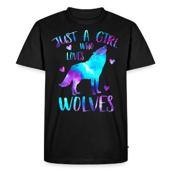 Just a girl who loves wolves Galaxy - Men's Premium Organic T-Shirt - black - Front - Nico (187cm)