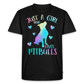 Juste une fille qui aime les pitbulls - Pitbull - T-shirt Premium bio Homme - noir - Devant - Nico (187cm)