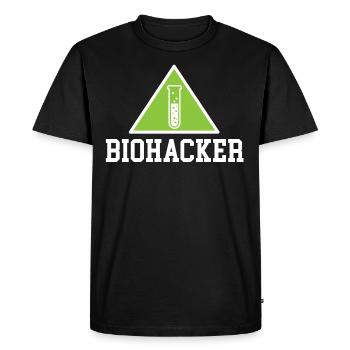 Biohacker test tube gift lifestyle shirt - Men's Premium Organic T-Shirt - black - Front - Nico (187cm)