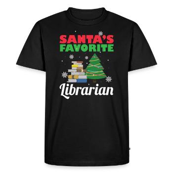 Santa's favorite librarian Christmas costume Lu - Men's Premium Organic T-Shirt - black - Front - Nico (187cm)