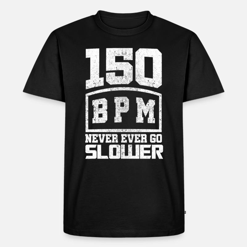 150 BPM Techno Music - Männer Premium Bio T-Shirt - Schwarz