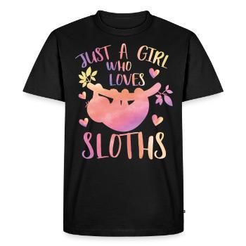 Juste une fille qui aime les paresseux - T-shirt Premium bio Homme - noir - Devant - Nico (187cm)