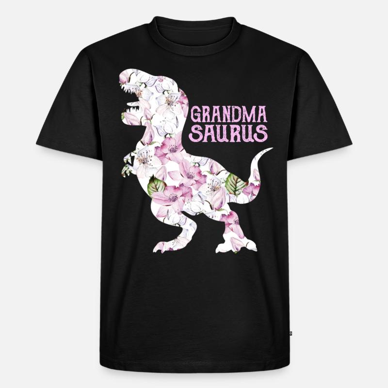 Oma Saurus - Männer Premium Bio T-Shirt - Schwarz