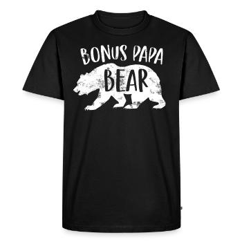 Bonus papa bear - stepfather - father's day - Men's Premium Organic T-Shirt - black - Front - Nico (187cm)