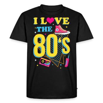 Soirée à thème des années 80 disco de style rétro vintage - T-shirt Premium bio Homme - noir - Devant - Nico (187cm)
