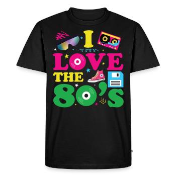 80 années mottoparty vintage rétro style disco - T-shirt Premium bio Homme - noir - Devant - Nico (187cm)