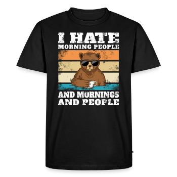 I hate morning people and mornings and people gift - T-shirt Premium bio Homme - noir - Devant - Nico (187cm)