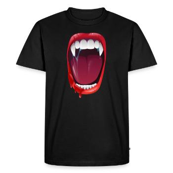 Vampire morsure vampire et vampire dents mordent les dents sang - T-shirt Premium bio Homme - noir - Devant - Nico (187cm)
