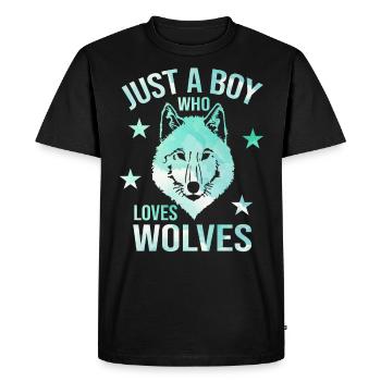 Juste un garçon qui aime les loups - T-shirt Premium bio Homme - noir - Devant - Nico (187cm)