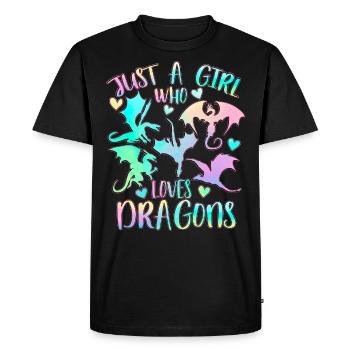 Juste une fille qui aime les dragons - T-shirt Premium bio Homme - noir - Devant - Nico (187cm)
