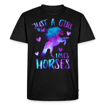 Just a girl who loves horses - T-shirt Premium bio Homme - noir - Devant - Nico (187cm)