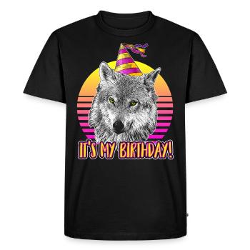 Loup Thème d’anniversaire - C’est mon anniversaire! - T-shirt Premium bio Homme - noir - Devant - Nico (187cm)
