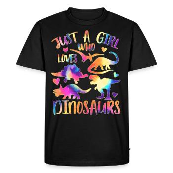 Juste une fille qui aime les dinosaures - T-shirt Premium bio Homme - noir - Devant - Nico (187cm)