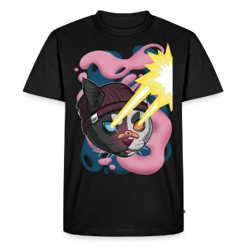 Laser beam cat - Men's Premium Organic T-Shirt - black - Front - Nico (187cm)