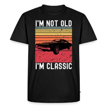 Voiture classique - Classic Car - T-shirt Premium bio Homme - noir - Devant - Nico (187cm)