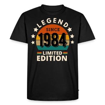 LÉGENDE 1984, MILLÉSIME 1984 - T-shirt Premium bio Homme - noir - Devant - Nico (187cm)