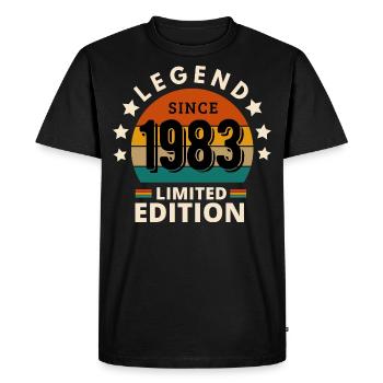 LÉGENDE 1983, MILLÉSIME 1983 - T-shirt Premium bio Homme - noir - Devant - Nico (187cm)
