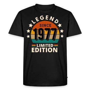 LÉGENDE 1977, MILLÉSIME 1977 - T-shirt Premium bio Homme - noir - Devant - Nico (187cm)