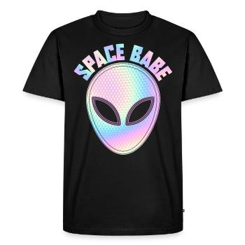 Space babe - Alien - Men's Premium Organic T-Shirt - black - Front - Nico (187cm)