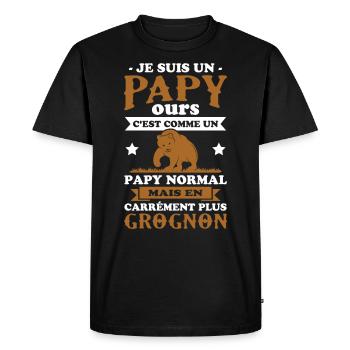 Je suis un papy ours grognon, cadeau humour papy - T-shirt Premium bio Homme - noir - Devant - Nico (187cm)