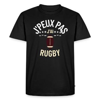 tee shirt J peux pas j ai rugby - T-shirt Premium bio Homme - noir - Devant - Nico (187cm)