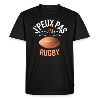 teeshirt J peux pas j ai rugby - T-shirt Premium bio Homme - noir - Devant - Nico (187cm)