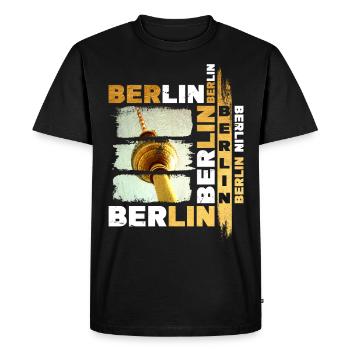 Berlin Skyline Gold Allemagne Ville Grunge - T-shirt Premium bio Homme - noir - Devant - Nico (187cm)