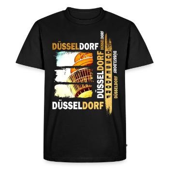 Dusseldorf Skyline Gold Allemagne Ville Grunge - T-shirt Premium bio Homme - noir - Devant - Nico (187cm)