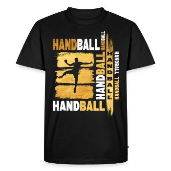 Handball Gold Handball Joueur Grunge Fan - T-shirt Premium bio Homme - noir - Devant - Nico (187cm)