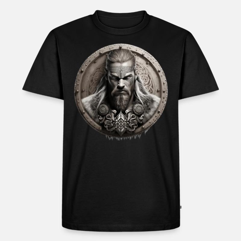 Wikinger Krieger Schildwall - Männer Premium Bio T-Shirt - Schwarz