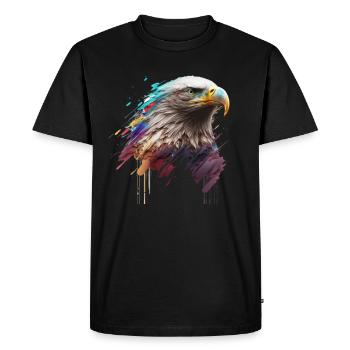 L’aigle en couleurs : un portrait artistique - T-shirt Premium bio Homme - noir - Devant - Nico (187cm)