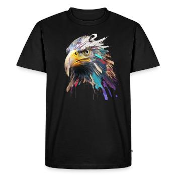 La tête d’aigle: une peinture à l’huile colorée - T-shirt Premium bio Homme - noir - Devant - Nico (187cm)