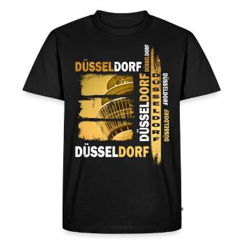 Dusseldorf Skyline Gold Allemagne Ville Grunge - T-shirt Premium bio Homme - noir - Devant - Nico (187cm)