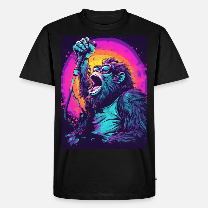 Singender Gorilla - Männer Premium Bio T-Shirt - Schwarz