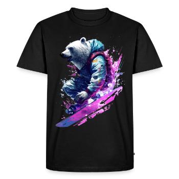 Ours polaire en snowboard - T-shirt Premium bio Homme - noir - Devant - Nico (187cm)