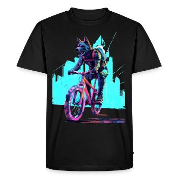 Chien à vélo / VTT / VTT, NeonCat - T-shirt Premium bio Homme - noir - Devant - Nico (187cm)