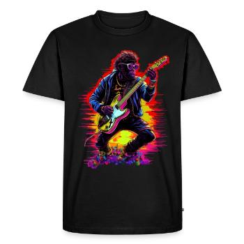 Guitar playing monkey - Men's Premium Organic T-Shirt - black - Front - Nico (187cm)