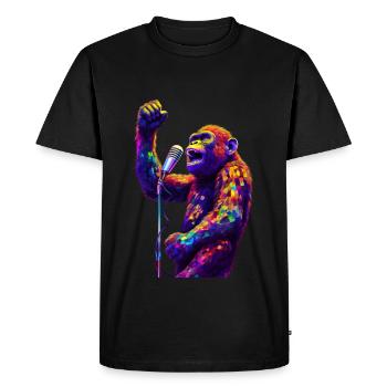 Singe chanteur avec microphone - T-shirt Premium bio Homme - noir - Devant - Nico (187cm)