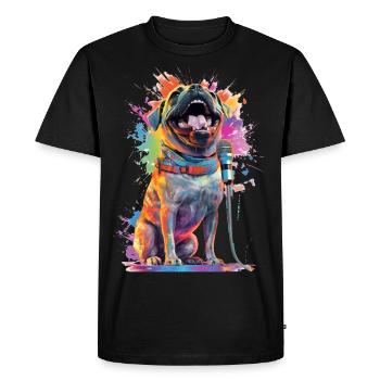 Chien chanteur avec microphone - T-shirt Premium bio Homme - noir - Devant - Nico (187cm)