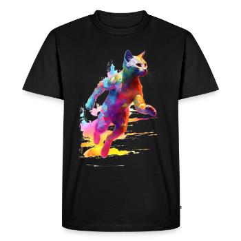 Jogging cat - Men's Premium Organic T-Shirt - black - Front - Nico (187cm)