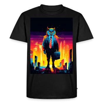 hibou en costume ville skyline - T-shirt Premium bio Homme - noir - Devant - Nico (187cm)