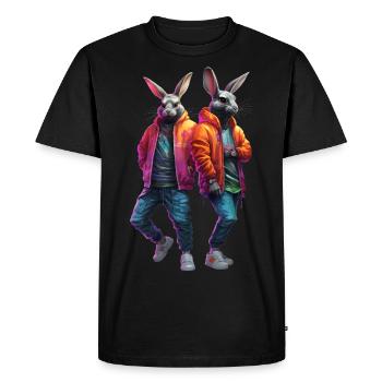 Lapins Hip Hop - T-shirt Premium bio Homme - noir - Devant - Nico (187cm)