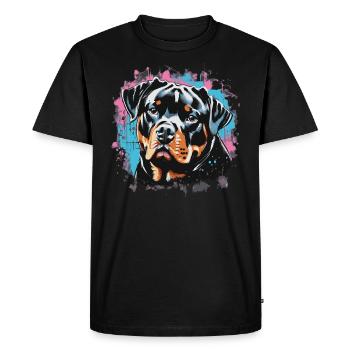 Rottweiler Graffiti Look - T-shirt Premium bio Homme - noir - Devant - Nico (187cm)