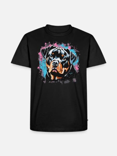 Rottweiler Graffiti Look - Männer Premium Bio T-Shirt - Schwarz