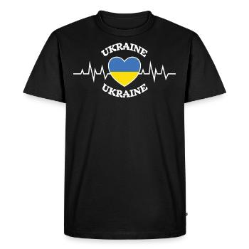 Design Drapeau coeur Ukraine fierté Ukrainienne - T-shirt Premium bio Homme - noir - Devant - Nico (187cm)