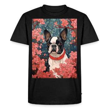 Chien Boston Terrier dans l’art japonais anime - T-shirt Premium bio Homme - noir - Devant - Nico (187cm)