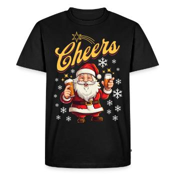 Santa Claus Alcohol Beer Mulled Wine Liquor Cheers - Men's Premium Organic T-Shirt - black - Front - Nico (187cm)