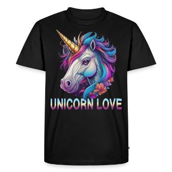 L’amour de la licorne - T-shirt Premium bio Homme - noir - Devant - Nico (187cm)