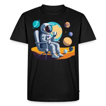 Interstellar Coffee Break - Men's Premium Organic T-Shirt - black - Front - Nico (187cm)
