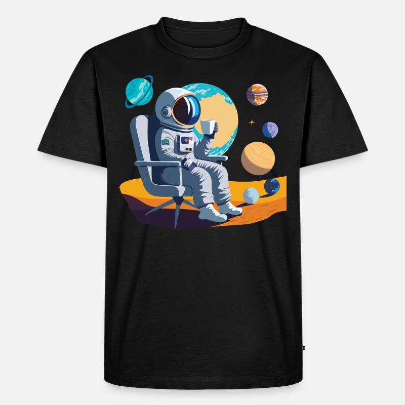 Interstellare Kaffeepause - Männer Premium Bio T-Shirt - Schwarz